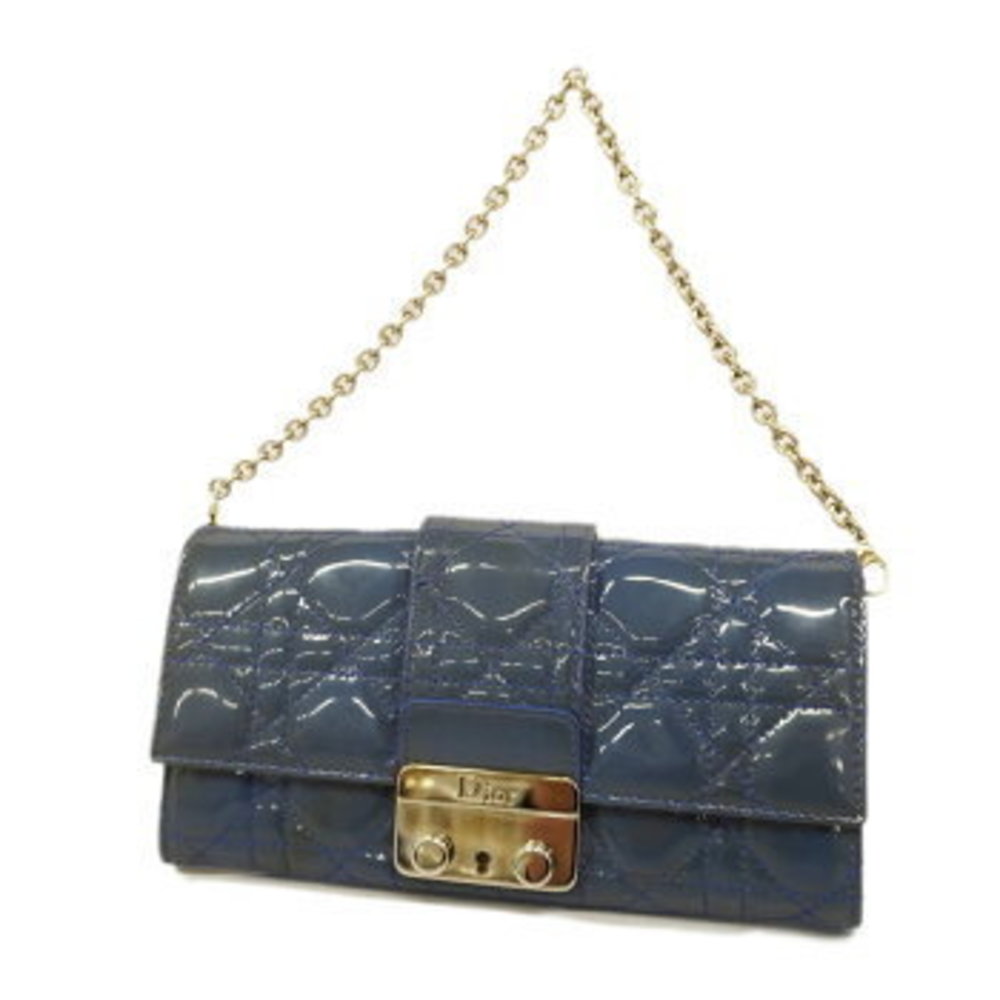 Christian Dior Cannage Patent Leather Chain Wallet